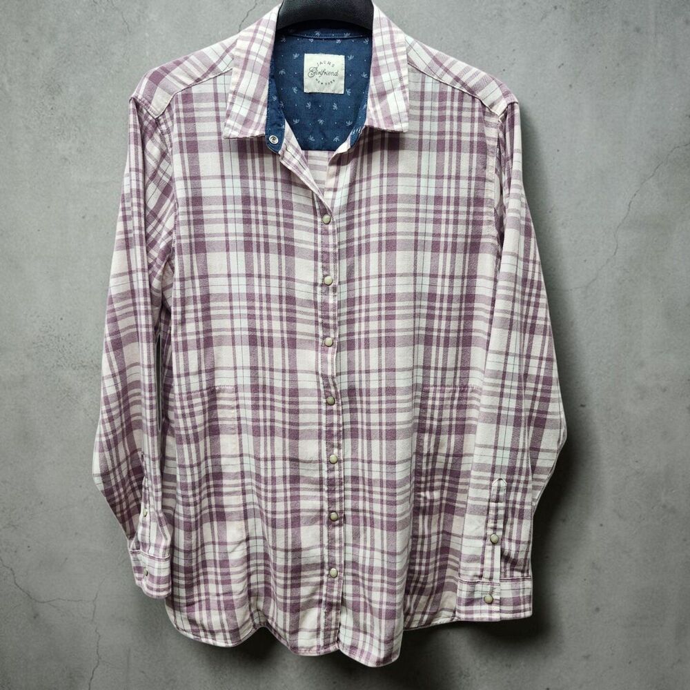 Jachs Girlfriend Flannel Shirt Womens XL Pink Mother of Pearl Snaps Cabincore